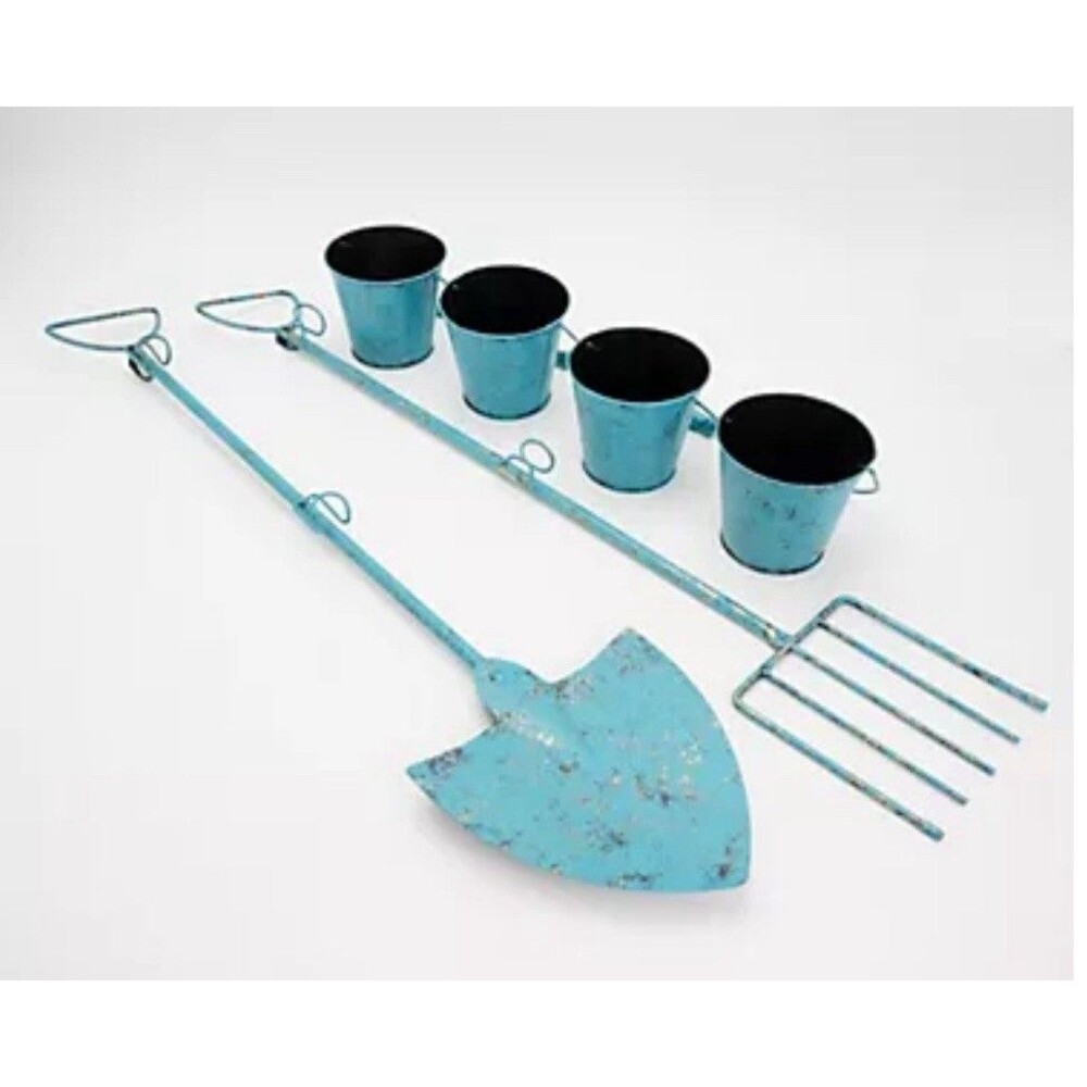 Plow & Hearth Set of 2 Garden Tool Wall Art with Bucket Planters